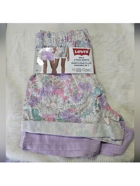 Levi's Girls Pastel Floral & Lilac Shorts 2-Pack
